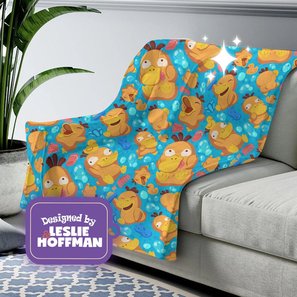 Psyduck Bath Pokézz Cozy Plush Fleece Blanket